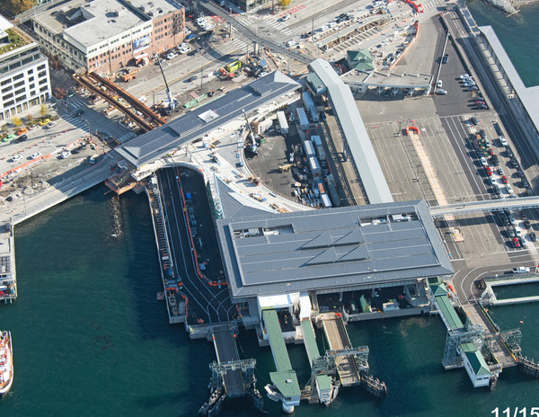 Aerial views of slips at Colman Dock