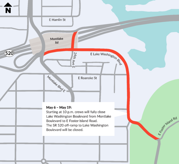 Heads up! Lake Washington Boulevard and SR 520 overnight closures start