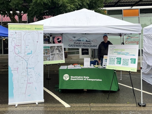 Tex Widmer staffed a booth at the Burien Strawberry Festival.