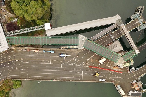 aerial view of all spans set in place