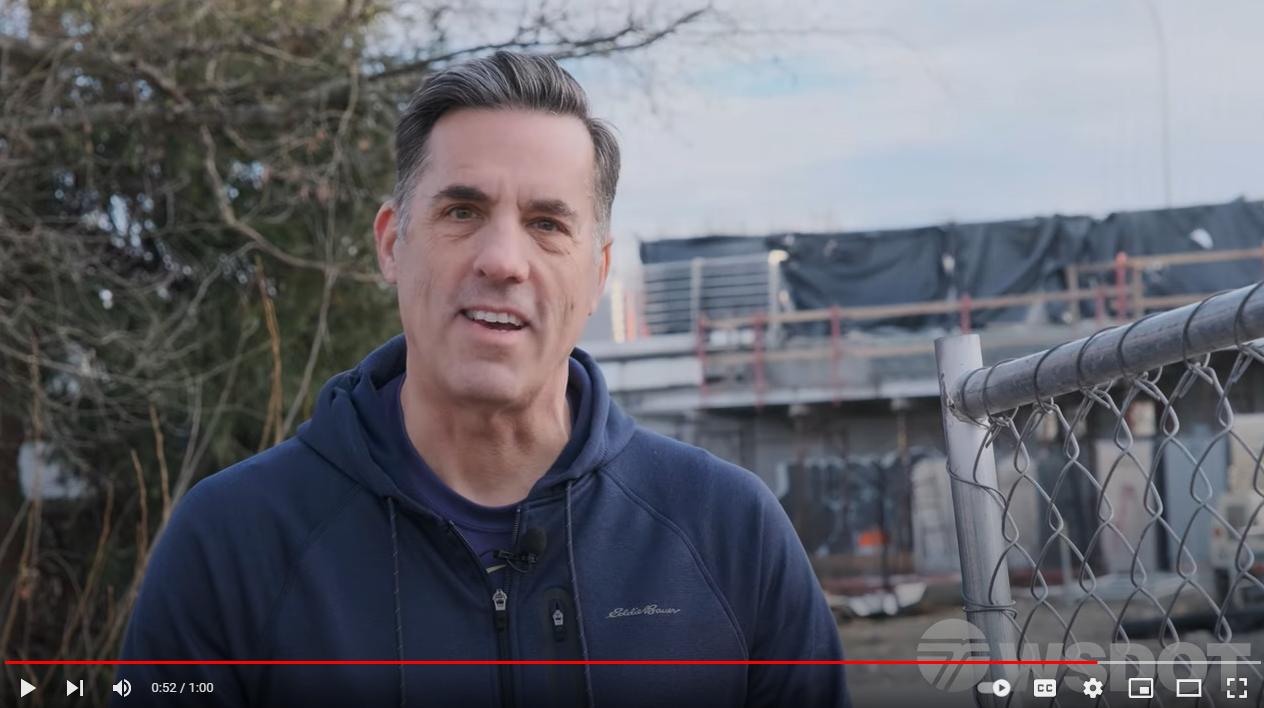 Photo of Steve Peer, dressed in blue navy shirt outside as a video still - showing PSA
