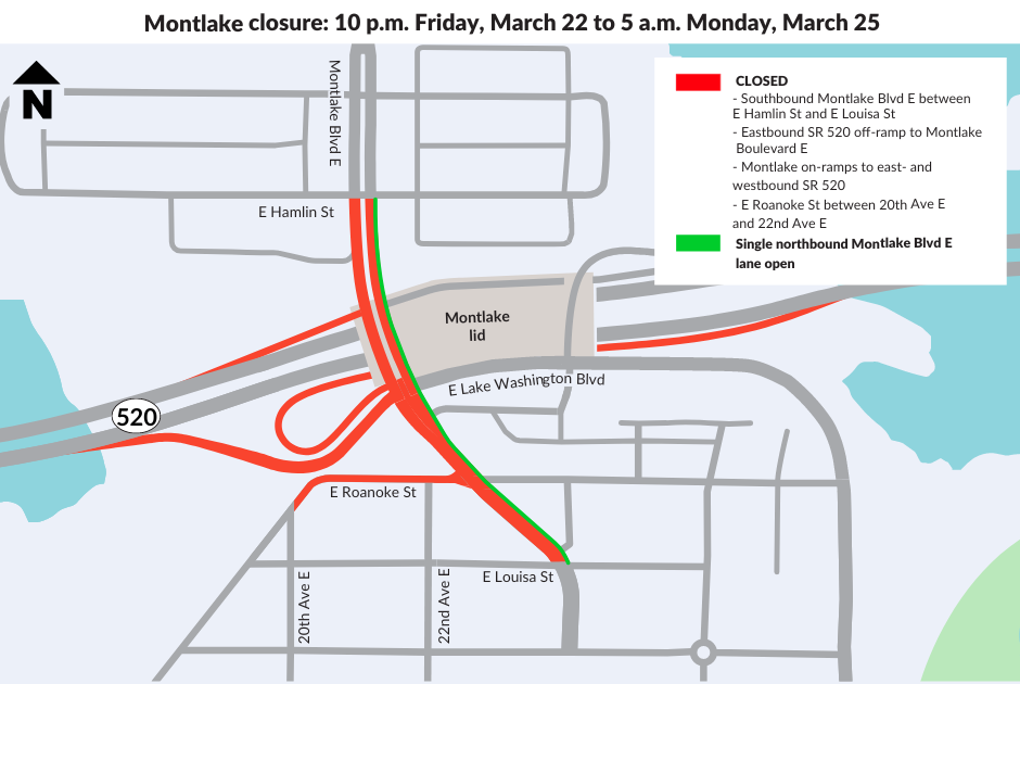 Map graphic shows blue and grey lines and shapes with red closure routes and green open routes in outlines with a white legend in upper right.jpg