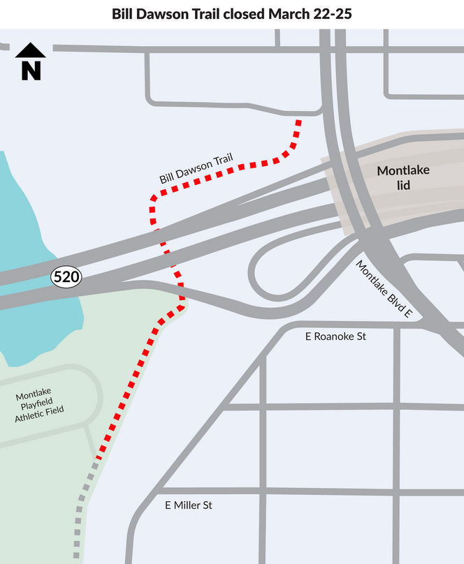 Map graphic shows blue and grey lines and shapes with red dotted line for trail closure.png