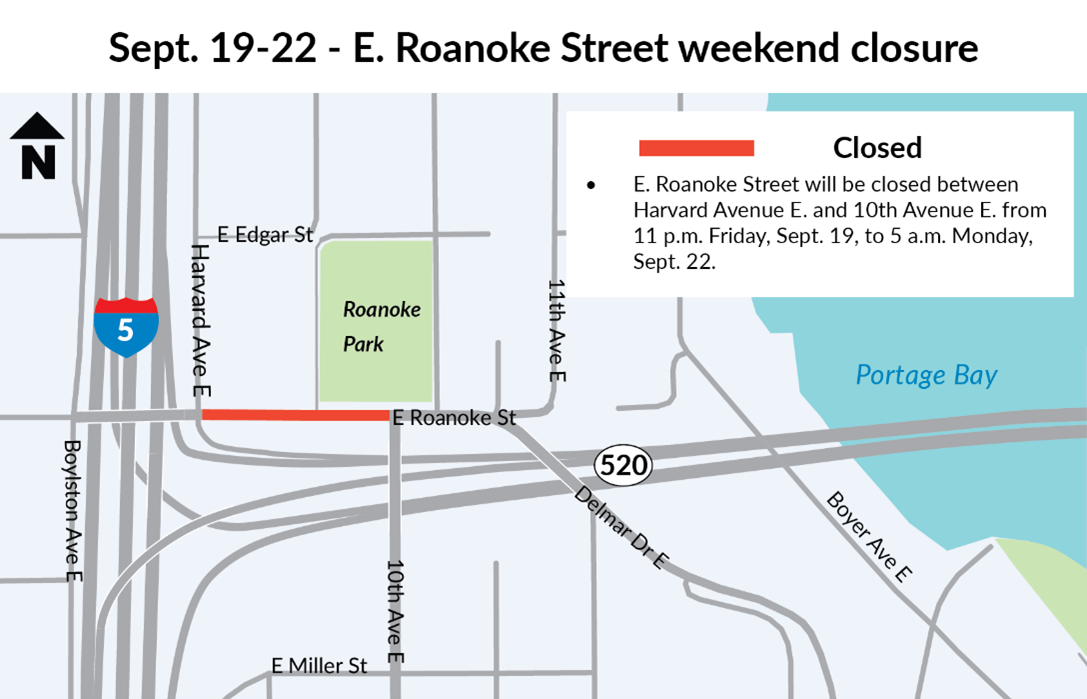 Map graphic show E Roanoke St closure