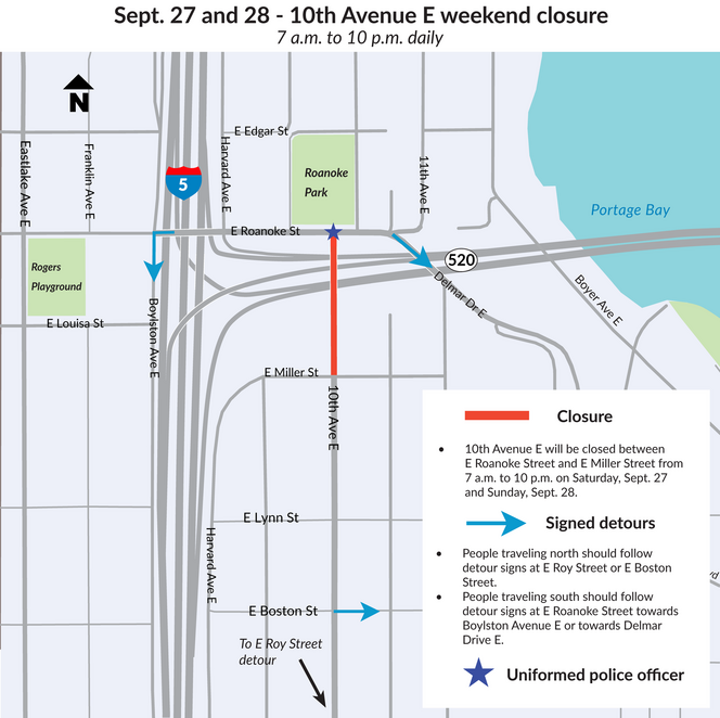 Sept. 27 and 28 - 10th Avenue E weekend closure