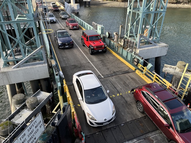 Vehicles boarding a ferry at Bainbridge terminal.