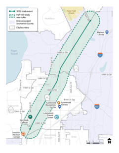 Graphic showing area of development for Lynnwood and SR 99