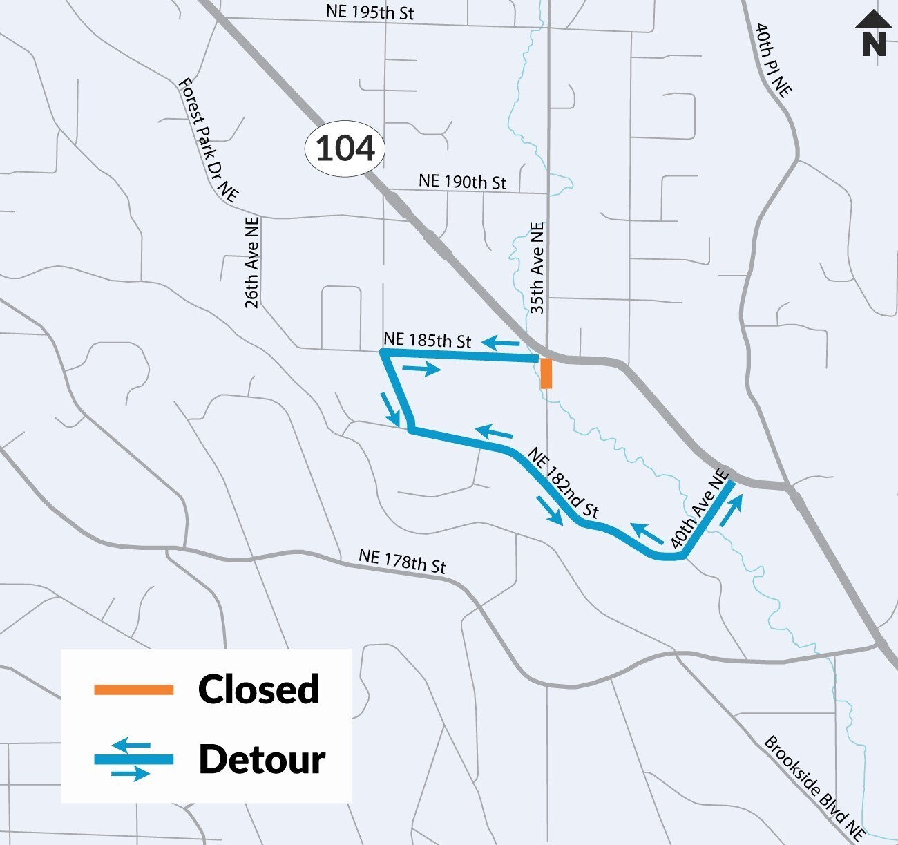 Graphic of map showing where construction will be taking place in Mountlake Terrace.