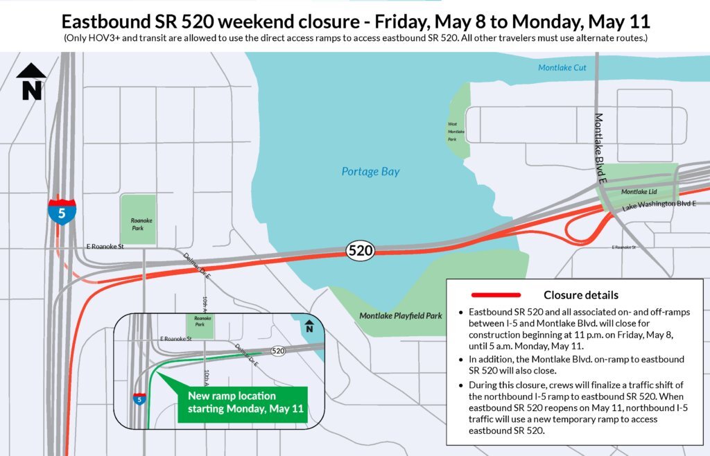 May 8-11 weekend closure map