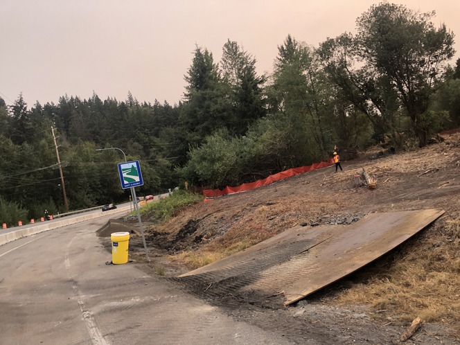 Construction area along SR 20 at Campbell Lake Road.