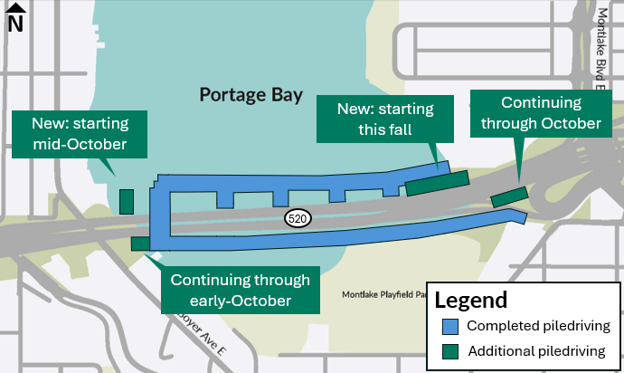 Map of current and upcomign pildriving 9.11.2026