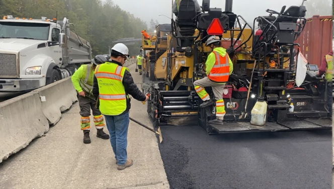 Crews paved southbound I-405 in Tukwila over a weekend closure, Oct. 3-4.