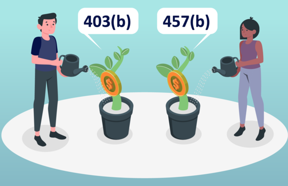 Two people watering money plants