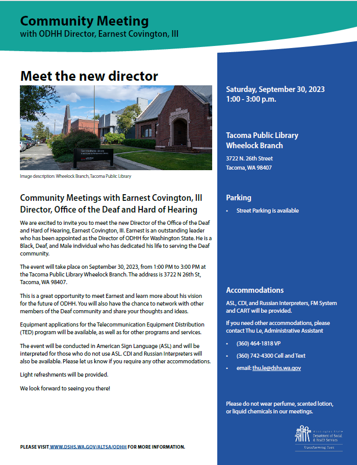 Meet the new director at Community Meeting on September 30, 2023