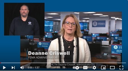 FEMA - Sign Language  Interpreter in the upper left corner