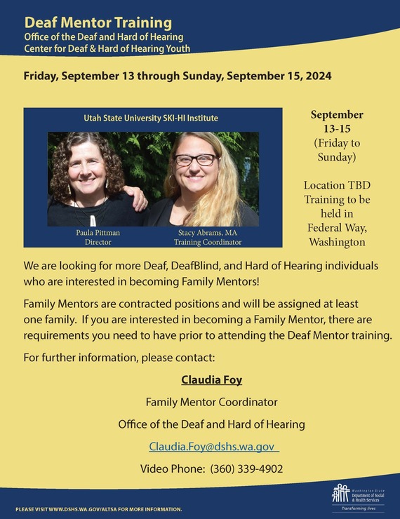 Deaf Mentor Training - September 13-15
