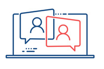 Webinar with laptop and two people on the screen