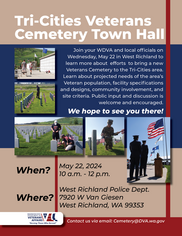 Tri Cities Veterans Cemetery Town hall flyer