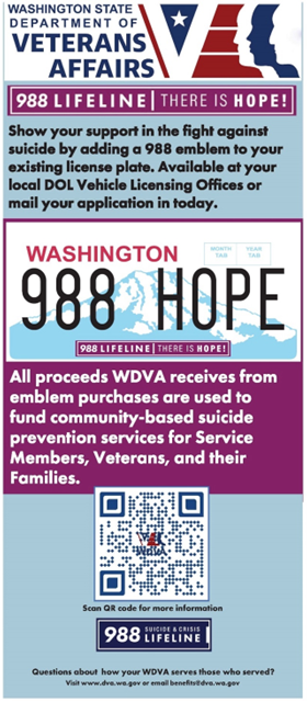 WDVA Suicide Prevention Program License Plate Emblem Poster Graphic