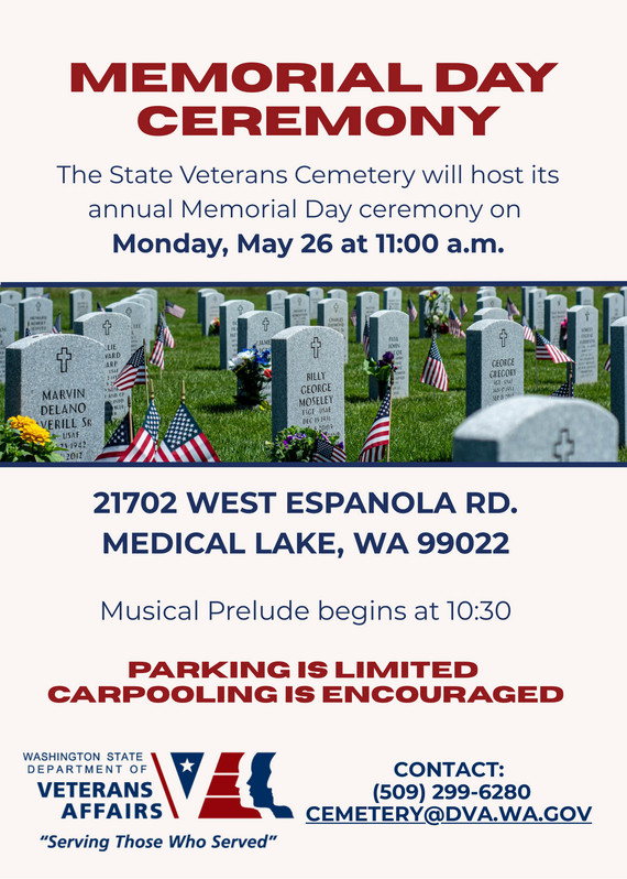 Veterans Cemetery Memorial Day Ceremony Flyer