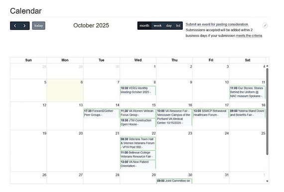 OCT WDVA CAlendar