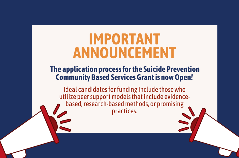 Suicide Prevention Community Based Services Grant Award Primary tabs View Edit Revisions