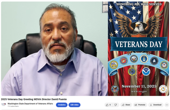 2025 Veterans Day Greeting WDVA Director David Puente