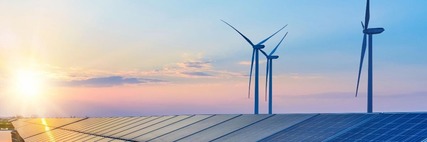 wind turbines and solar panels photo from EPA