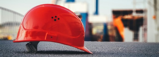 Red safety helmet 