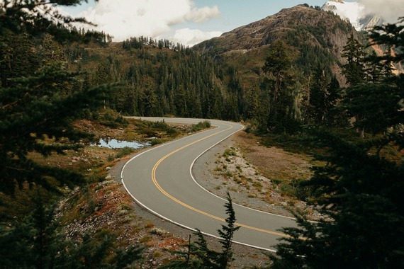 A picture of a winding road on Mt. Baker in Snoqualmie National Forest Washington  