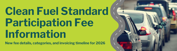 Text “Clean Fuel Standard Participation Fee Information” and a subtitle about 2026 fee details