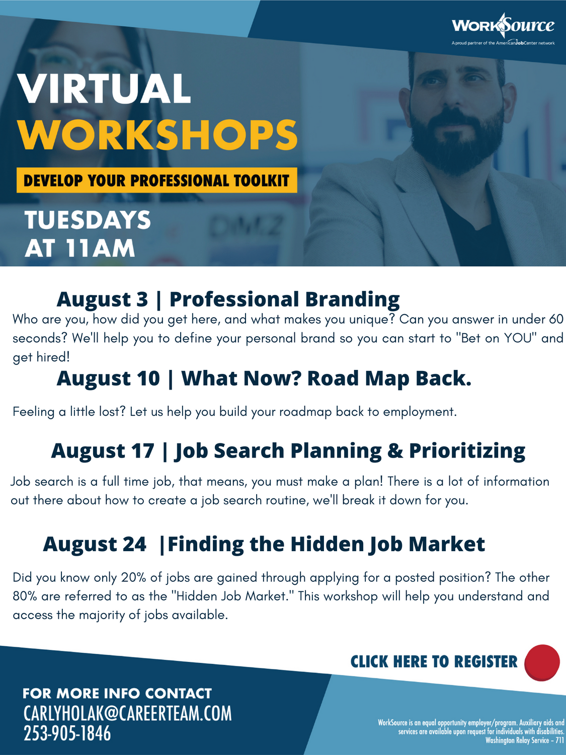 Career workshops flyer August