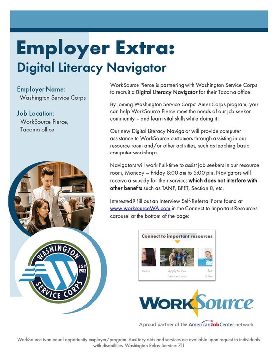 employer extra flyer for Digital Literacy Navigator