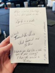 Photo of Kelli Martinelli, SkillSource notes from WWA conference.