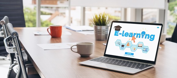 e-learning on laptop