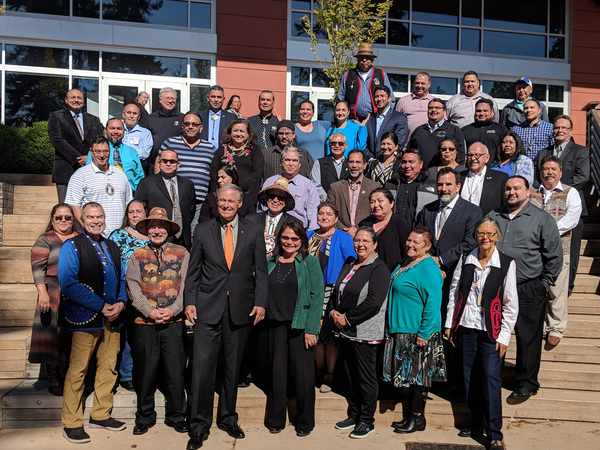 Governor Jay Inslee and Council Representatives from Tribes throughout Washington State at the 2018 Centennial Accord, hosted by the Suquamish Tribe 
