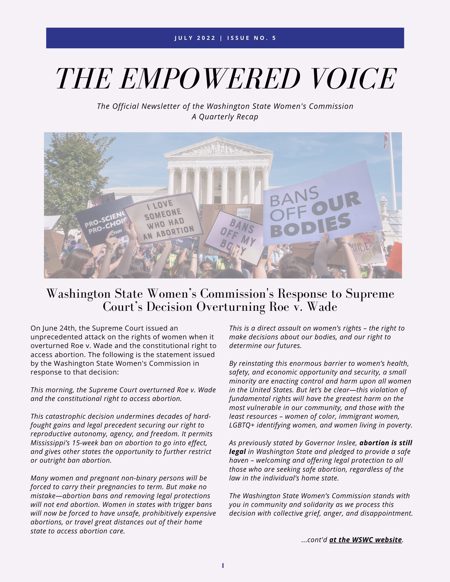 The Empowered Voice: WSWC Quarterly Newsletter