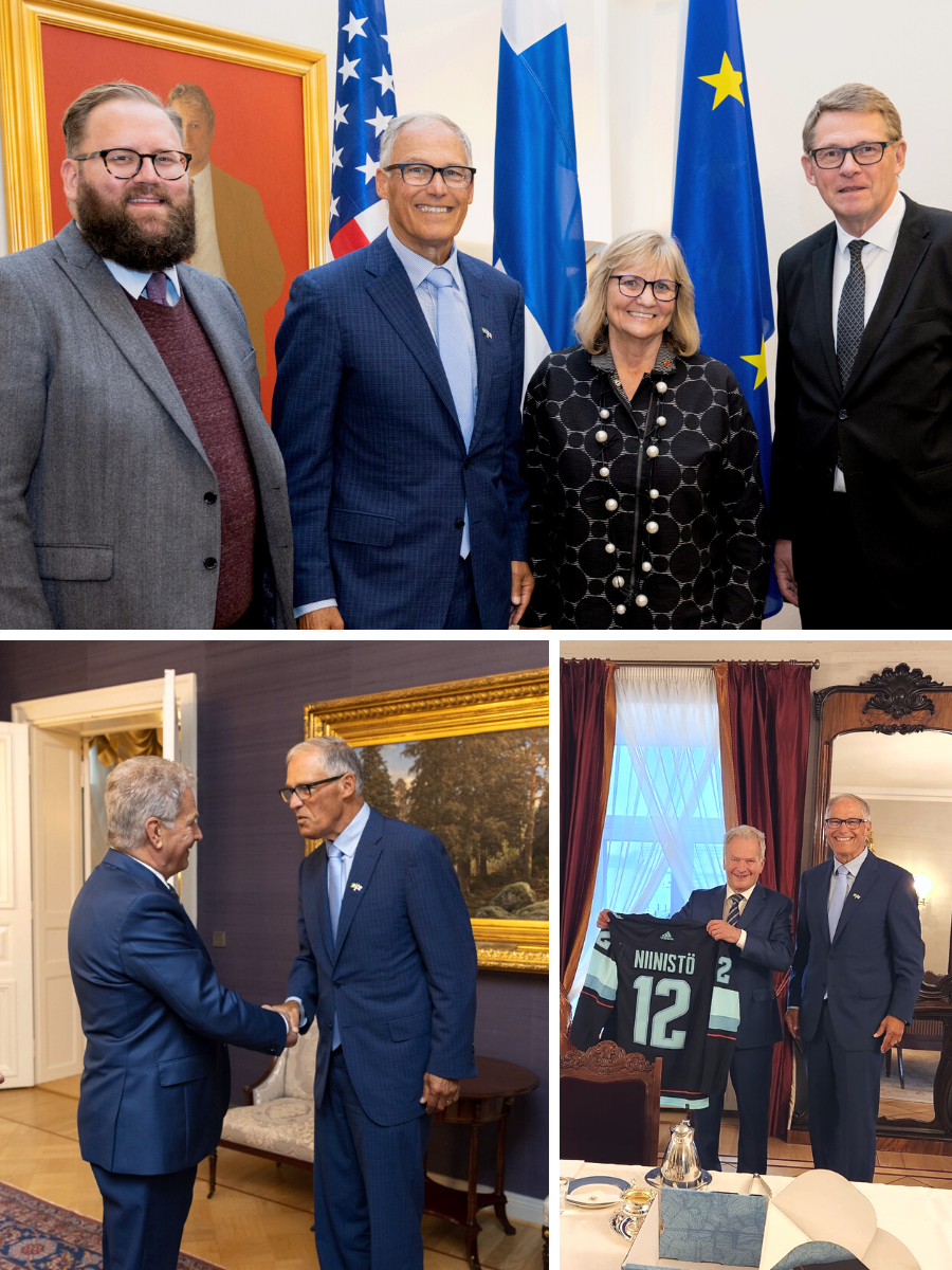 Gov. Jay Inslee and a delegation from Washington visited Finland, meeting President Sauli Niinisto and members of parliament.
