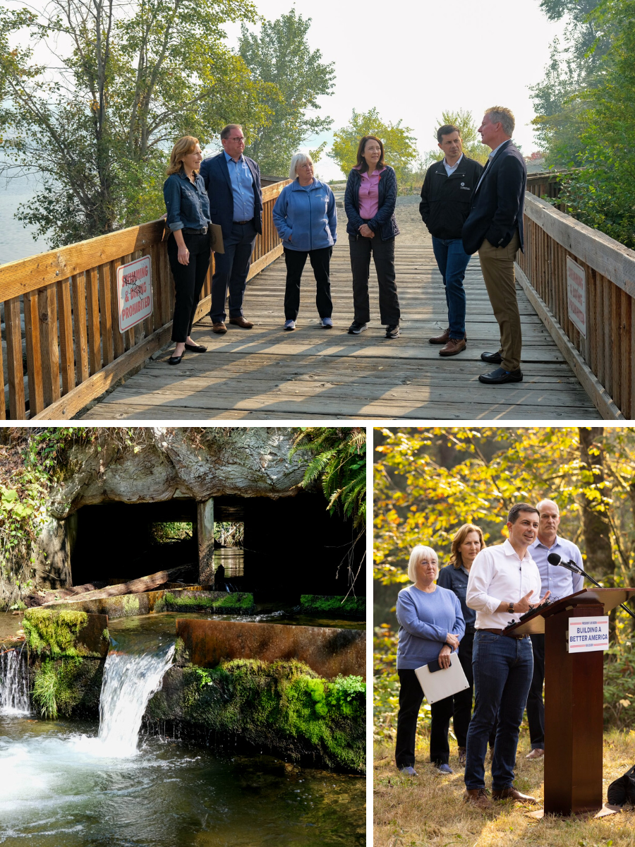 U.S. Secretary of Transportation Pete Buttigieg visited King County culverts, infrastructure projects on Thursday.