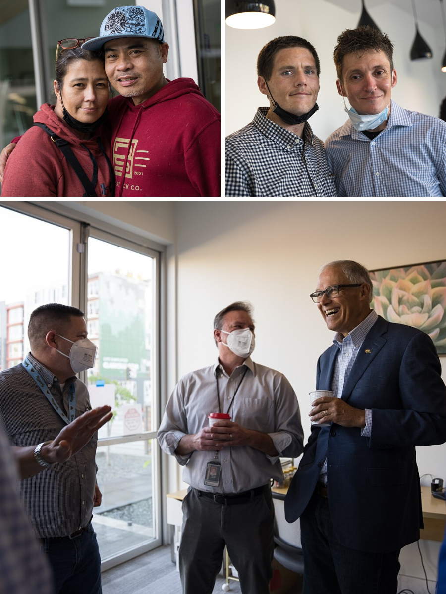 Gov. Jay Inslee visited the Civic Hotel in Seattle, housing individuals transitioned from unsafe roadside encampments.