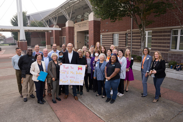 Gov. Jay Inslee visited Mount Tahoma High School in October, home of the first school-based health center in Pierce County.