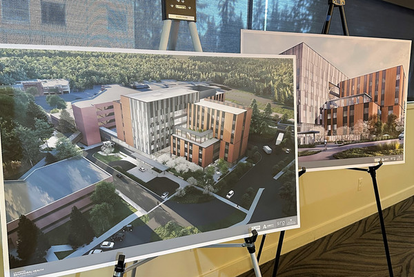 Mockups of the new University of Washington behavioral health teaching hospital