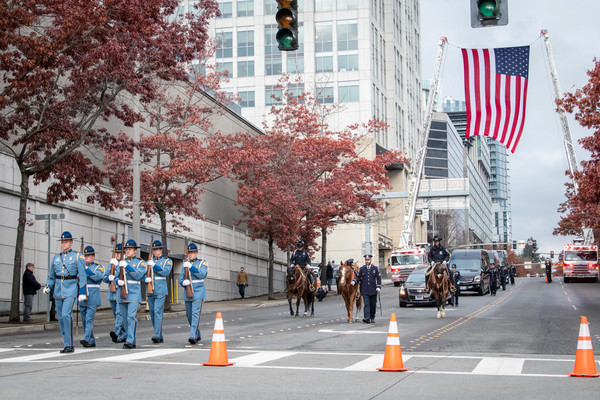 The Bellevue Police Department holds a procession for fallen officer Jordan Jackson. (Image courtesy of Bellevue Police Department)