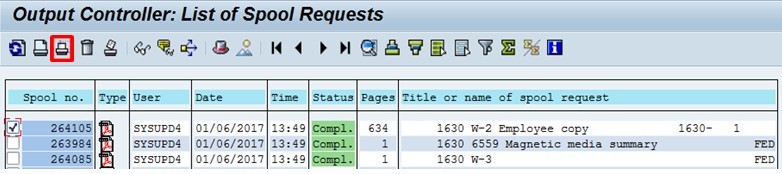 HRMS List of Spool Requests  