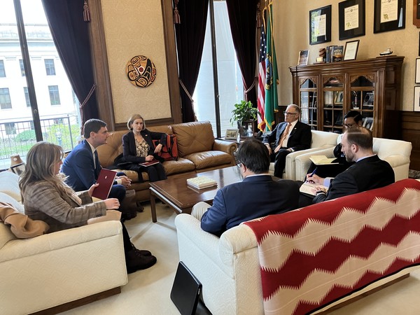 British Columbia Premier David Eby and Gov. Jay Inslee met Monday in Olympia to discuss shared priorities.