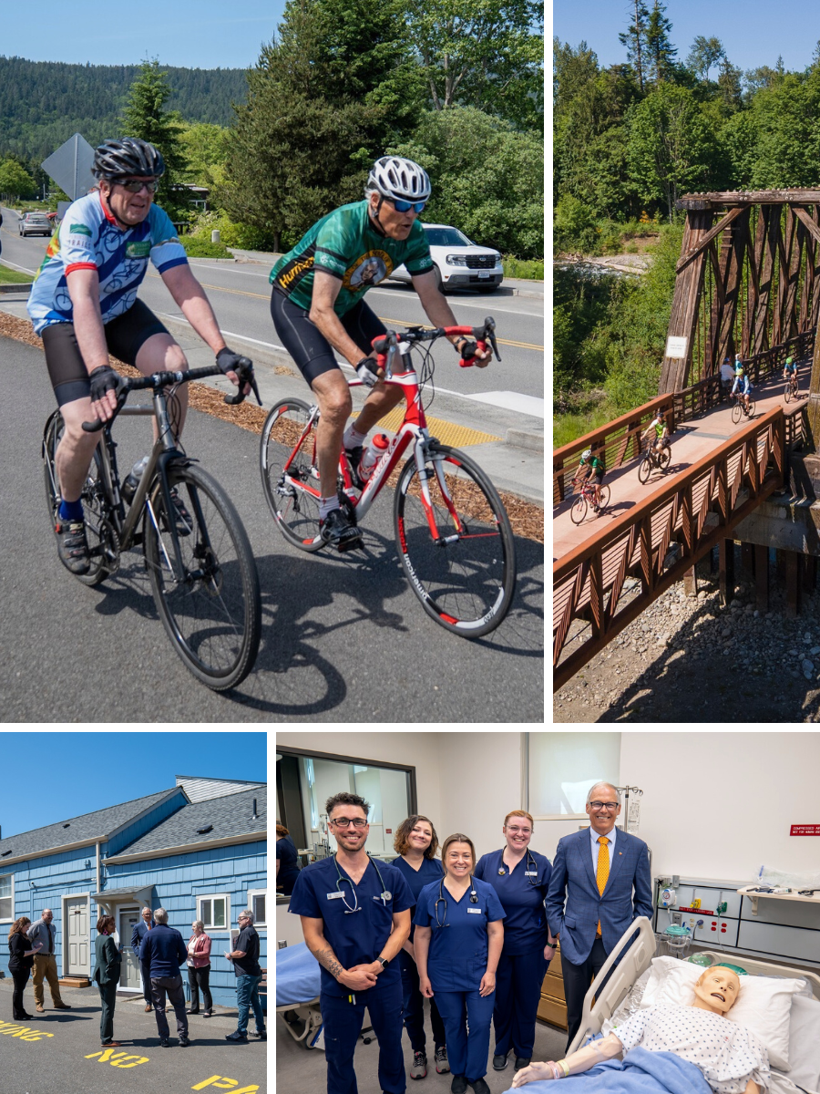 Gov. Jay Inslee logged some miles on his bike this week and met with Port Angeles residents.