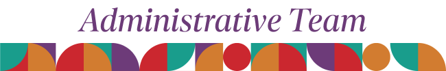 Administrative Team. A weave of orange, red, purple, and teal colors sit below the text.
