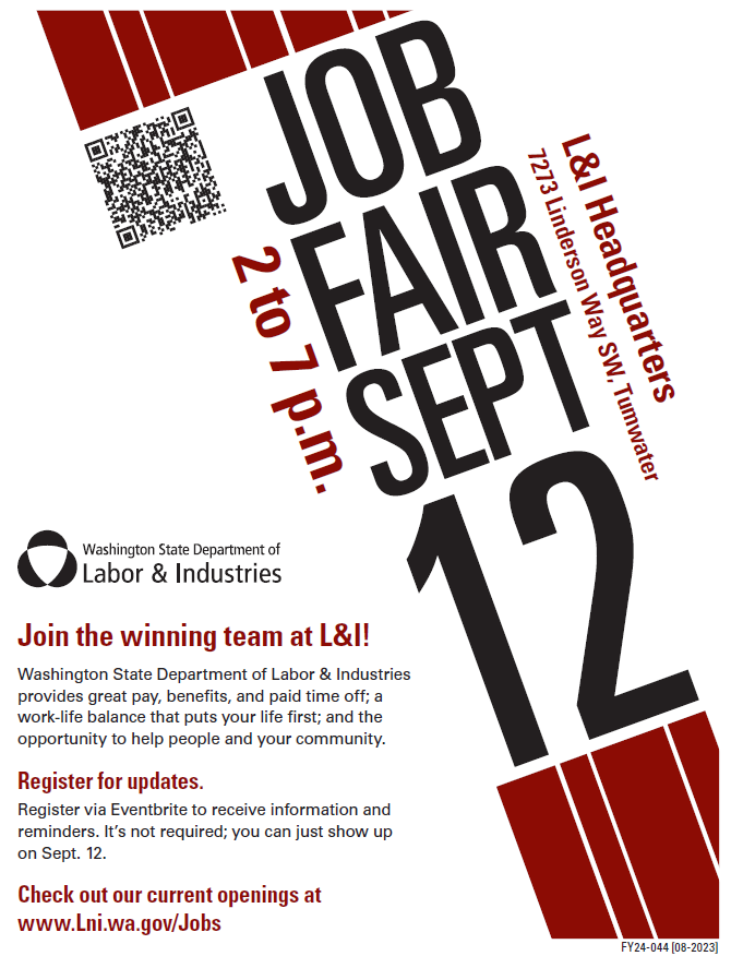 Announcement of September 12 Job Fair at L&I