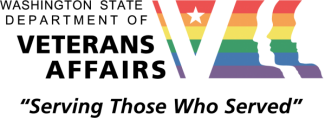 WA State Department of Veterans Affairs rainbow logo "Serving those who served"