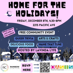 Home for the Holidays flyer with winter decorations
